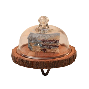 Support à gâteau rond en bois de style nouveau avec couvercle en verre, réutilisable, pour présentation de desserts, boulangerie, événements à domicile - Product Image 2