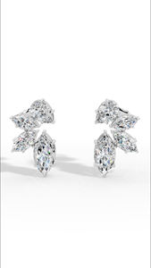 Elegantes Pendientes de Oro 14K con Múltiples Piedras en Corte Marquesa y Pera, Joyería Fina de Lujo al por Mayor - Product Image 3