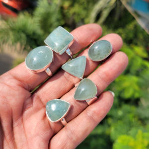 Anillos de Piedras Preciosas de Aguamarina Hechos a Mano de Moda al por Mayor, Joyería de Moda, Anillos de Cristal de Plata Alemana Genuina de Formas Mixtas al por Mayor - Product Image 3