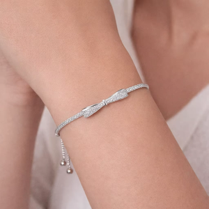 กำไลข้อมือแฟชั่น VB41-SR ดีไซน์โบว์ ประดับเพชรแล็บโกรว์ 14K โรสโกลด์แท้ กำไลแบบโซ่และแบบเชื่อมต่อ ของขวัญวันครบรอบ - Product Image 5