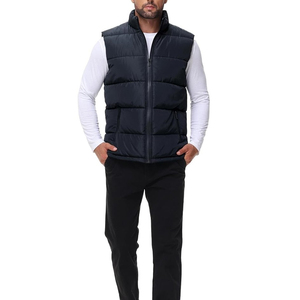 Chaleco Acolchado Azul Marino para Hombre, Cuello Alto, Cierre de Cremallera, Cortavientos, Informal, Ropa de Invierno, Relleno de Poliéster, Bolsillos, Largo Regular - Product Image 5