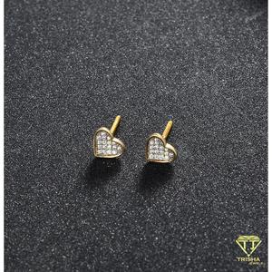 Elegant <b>Heart</b> Lab Grown Diamond Stud <b>Earrings</b> 925 Sterling <b>Silver</b> Gold Plated Premium Cluster Jewelry - Product Image 4
