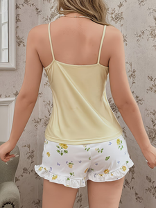 Women's Pajama Set Cozy Crew Neck Short Sleeve Top & Elastic Waist Shorts with Starry Night Print Soft Polyester Blend Perfect - Product Image 5