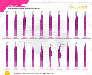 Pince à épiler en diamant de couleur magenta pour l'extension de cils de haute précision Marque privée Matériau en acier inoxydable Type de pointe pointue - Product Image 6