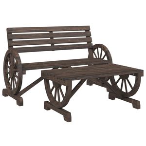 Ensemble de salon de jardin en bois de sapin massif en deux pièces, finition bois brûlé pour un confort extérieur - Product Image 2