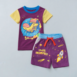 Conjunto de Ropa Casual de Verano para Niños, Camiseta y Pantalones Cortos de Algodón, Transpirable y Ligero, Talla Personalizada, Suministro de Fábrica OEM - Product Image 2