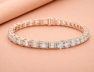 Pulsera de tenis con diamantes de corte esmeralda baguette para mujer, joyería nupcial de lujo para la muñeca, certificado IGI, oro de 14 quilates, plata, oro rosa, regalo - Product Image 3