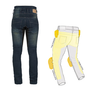 Jean de moto en denim délavé respirant 220g pour homme avec doublure et protections, toutes saisons - Product Image 2