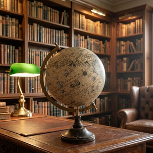 Globe terrestre décoratif de bureau avec base en bois |   Support en fer et sphère en plastique durable pour bureau et usage éducatif - Product Image 2