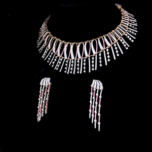 Collar de Lujo Chapado en Plata de Ley 925 con Moissanita, Diseño de Borla con Corte Esmeralda, para Bodas y Fiestas, Unisex - Product Image 1