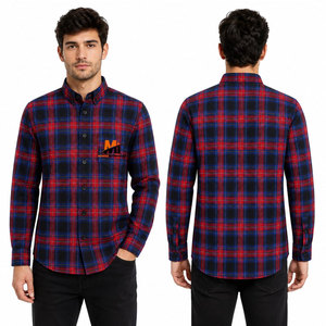 Camisas de Franela de Cuello Alto para Hombre, Invierno, Sólidas, Ecológicas, Transpirables, Antiarrugas, de Secado Rápido, Gruesas, Manga Larga, Rojas, Poliéster/Algodón - Product Image 6