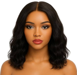 <b>Full</b> <b>Lace</b> Black <b>Wig</b> Brazilian Virgin Hair Natural Black Bob Style 130 Density Transparent <b>Lace</b> Average Size Unprocessed Hair - Product Image 3