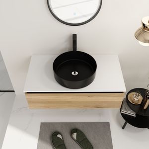 Mobile bagno sospeso da 36 pollici con lavabo in ceramica nera artistica e 1 cassetto a chiusura ammortizzata, imballaggio KD - Product Image 3