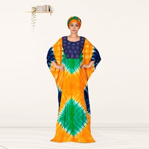 Caftán Farasha Modesto de Rayón con Contraste Bordado en el Pecho, Mangas Anchas y Silueta Fluida Maxi para Eid y Ramadán - Product Image 1