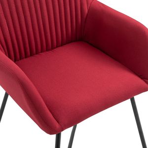 Ensemble de 6 chaises de salle à manger de taille moyenne en acier thermolaqué avec tissu rouge vin, ensemble de chaises élégantes et durables - Product Image 6