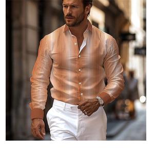 Chemise en flanelle 100 % coton pour homme, manches longues, col montant, boutonnée, motif à carreaux, tricotée, chaude, décontractée, pour le bureau, de BD - Product Image 2