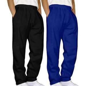 Pantalon de jogging décontracté pour homme en toile de coton, taille mi-haute, coupe droite, couleur unie, avec bouton élastique, noir et bleu, pour l'été - Product Image 6