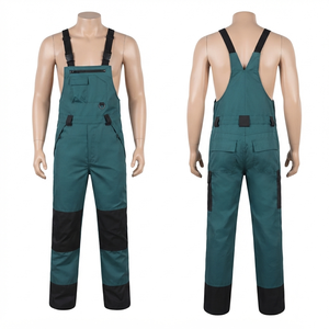 Unisex Hi Visibility <b>Work</b> Bib Pant 245 GSM Poly Cotton Twill CE Certified Anti-Bacterial <b>Waterproof</b> Heavy Duty Teal Black - Product Image 1