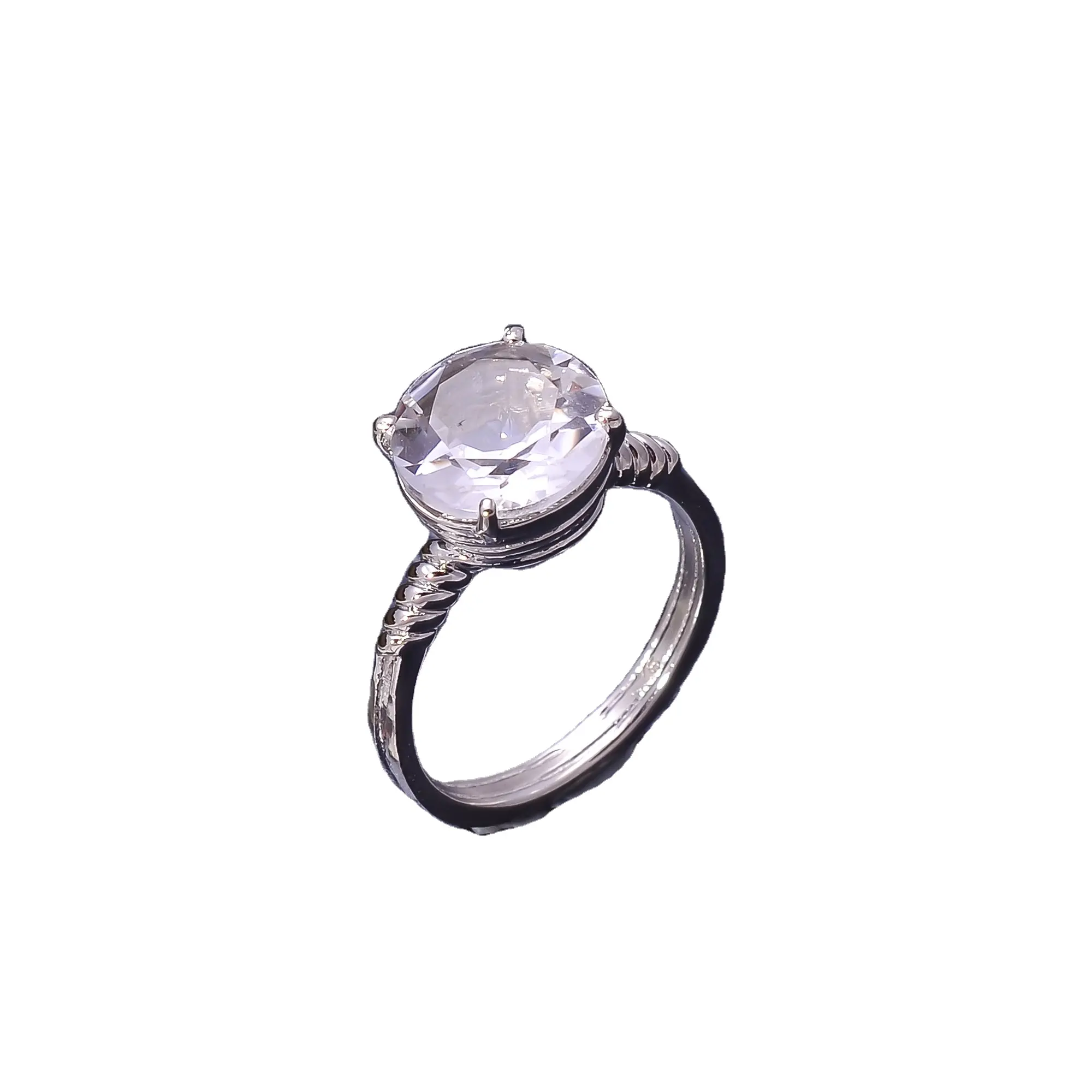 Anillo de Plata de Ley 92,5 de 3,5 gramos, piedra preciosa de cristal Natural, último diseño Simple, banda de dedo hermosa hecha a mano