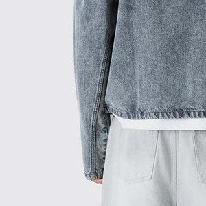 Sweat-shirts en denim d'hiver personnalisés OEM pour hommes avec logo brodé personnalisé, coupe classique, design à fermeture éclair pour garçons - Product Image 2