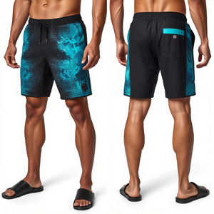 Shorts de Baño de Lujo para Hombre, Modelo Midnight Reef, con Tela de Microfibra de Secado Rápido Premium y Diseño Gráfico Artístico para la Playa - Product Image 3
