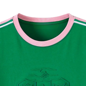   Chemise Premium Embossée Couleur Verte Col Rond Manches Courtes Style Grec Décontracté pour Femme Vêtement Haut de Gamme - Product Image 3