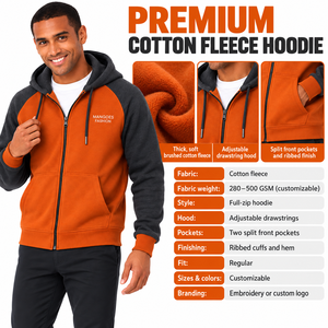 Sudadera HIC de Alta Calidad, Estilo Urbano, 430 g/m², 100% Algodón, Lisa, Invierno, Personalizable con Logotipo, Bolsillo Tejido, Cierre de Media Cremallera, Corte Regular para Hombre - Product Image 6
