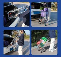 Chariot de magasinage pliable portable avec roues grimpantes Chariot d'épicerie en aluminium léger pour escaliers et bordures