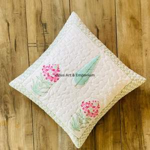 Funda de Cojín Cuadrada Decorativa de Algodón con Estampado a Mano Indio, Acolchada, 40 x 40 cm - Product Image 6