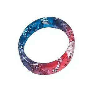 Brazalete Redondo de Resina Epoxi Hecho a Mano, Brazalete con Patrón Marmoleado Multicolor, Joyería Artesanal para Mujeres y Niñas, Regalo para Fiestas - Product Image 1