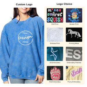 Sudadera de cuello redondo de pana color carbón para mujer, con bordado de chenilla y cordón, extragrande, personalizada OEM, al por mayor - Product Image 2