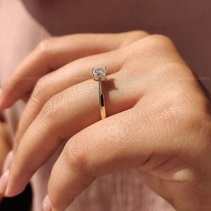 Bague de fiançailles solitaire en argent 925 avec diamant taille princesse de 0,50 à 3,00 carats, couleur E, pureté VS, sertissage cathédrale, pour femme - Product Image 5