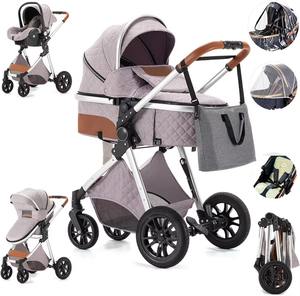 <b>Baby</b> Stroller Lightweight Foldable Travel Pram Multi-position Reclining Back System Aluminum Alloy Frame Linen Factory Price - Product Image 1