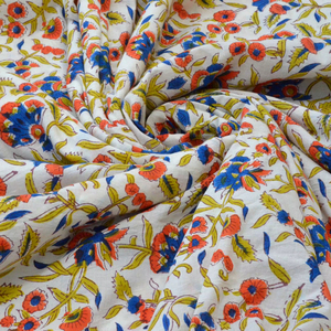 Indian style 100% Soft and pure Cotton Floral Print Fabric for Clothing-Dresses <b>Curtains</b> Sleepwear covers bedsheets many more. - Product Image 1