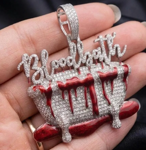 Iced Out Bloodbath Hip Hop Pendant Moissanite Letter Charm with Red Drip - Product Image 4