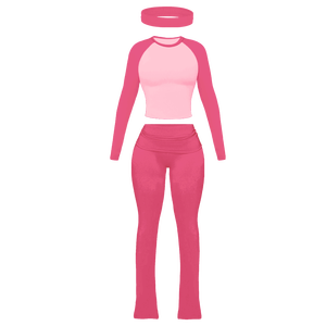 Ensemble de sport 3 pièces pour femme : haut court zippé à manches raglan imprimé léopard, short taille haute et bandeau – Tenue décontractée pour le yoga - Product Image 3