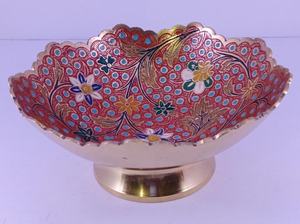 Handmade <b>Metal</b> Tableware-Colorful Minakari Bowls in Brass Round Shape with Floral <b>Printing</b> Cast Aluminum Home Decoration Gift - Product Image 2