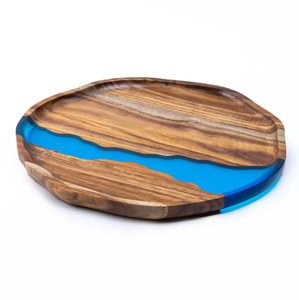 River Resin Acacia Wood Solid Wood Dining <b>Tray</b> Snack <b>Tea</b> <b>Tray</b> Irregular Shape Light Luxury Retro Design Gift Factory Wholesale - Product Image 6