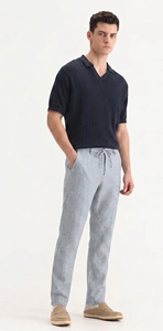 Pantalones de Verano Ligeros de Cintura Media para Hombre Stripped Lenin ODM - Product Image 1