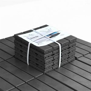All-Weather Patio Composite Decking <b>Tiles</b> 12"x12" <b>Interlocking</b> Square Outdoor <b>Flooring</b> Four Slat Plastic Patio <b>Tiles</b> for All - Product Image 2
