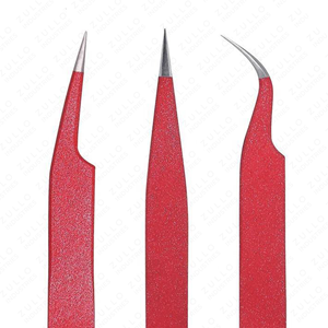 Custom Red Stainless Steel Eyelash Tweezers Set Pointed Tip Volume Curved Isolation <b>Tools</b> Professional Lash Extension Kit - Product Image 2