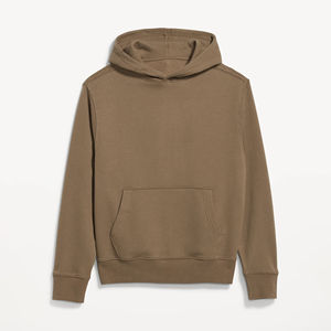 Sweat-shirt à capuche marron pour homme, coupe classique, couleur unie, pull décontracté, 100% coton, molleton tricoté - Product Image 6