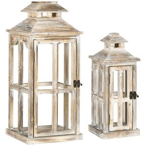 2 Pairs of Decorated Wooden 28\"/20\" Candle Holders Lanterns Candle Jars 2 Packs - Product Image 4