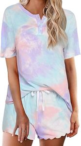 Pajamas Set for Women Short Sleeve Lounge Set 2 Piece Loungewear <b>PJs</b> Soft Cute Lightweight Sleepwear - Product Image 3