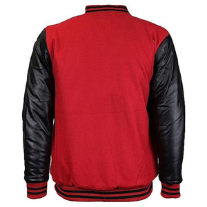 Veste universitaire personnalisée en gros pour hommes et femmes, corps en laine, manches en cuir PU, boutons-pression, veste bomber universitaire OEM - Product Image 2