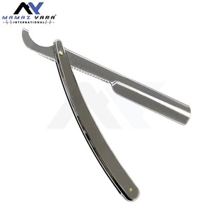 High Quality Silver Plastic Handle Turkish <b>Straight</b> Razor Wholesale Shavette for Face Body Bikini Shaving Barber Grooming - Product Image 5