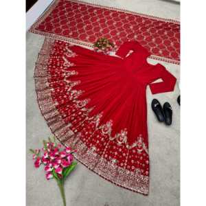 Robes de soirée pour les fêtes Robe élégante avec détail de travail de séquence Dupatta brodé - Product Image 3