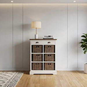 Cómoda de Madera Maciza Hecha a Mano, Ecológica y Duradera, Marca Moala Rio, con Acabado en Color para Almacenamiento Multifuncional - Product Image 1