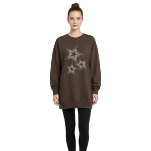 เสื้อฮู้ดดี้โอเวอร์ไซส์สำหรับผู้หญิง ประดับคริสตัล ใส่สบาย ทรงปกติ อุ่น นุ่ม ผ้าฟลีซ ใส่ลำลองได้ทุกวัน เหมาะสำหรับฤดูหนาว สไตล์สตรีท - Product Image 1