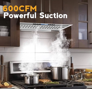 O-N-E-E-O-N เฮดดิ้งแบบฝังในตัวขนาด 30 นิ้ว พร้อมฮูดดูดควัน 600 CFM แบบต่อท่อ ทำจากสแตนเลส - Product Image 2